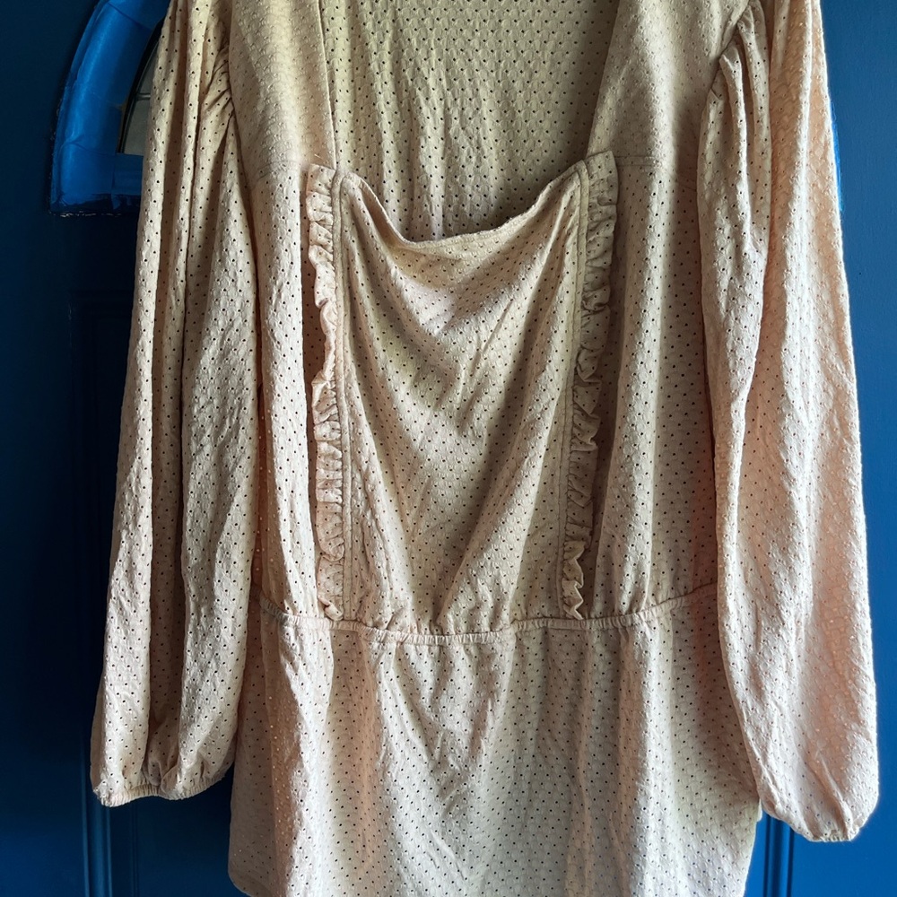Cato Cream Ruffled Long Sleeve Blouse